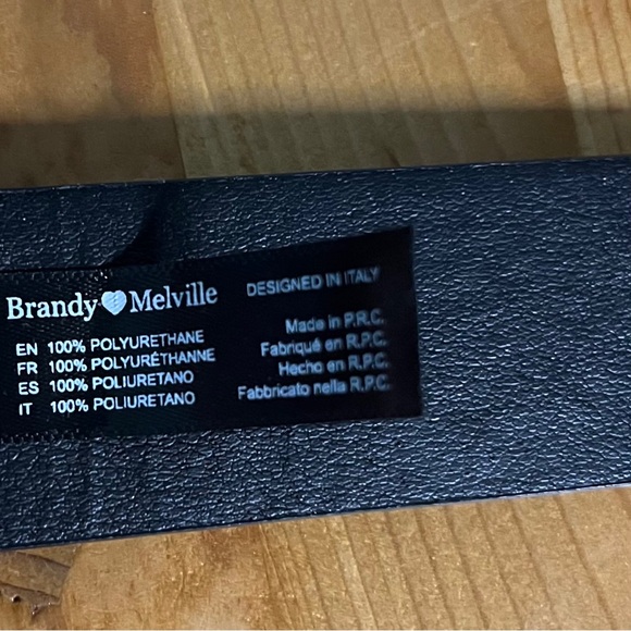 Brandy Melville Black Faux Leather Belt with Silver Heart Buckle - Picture 3 of 7